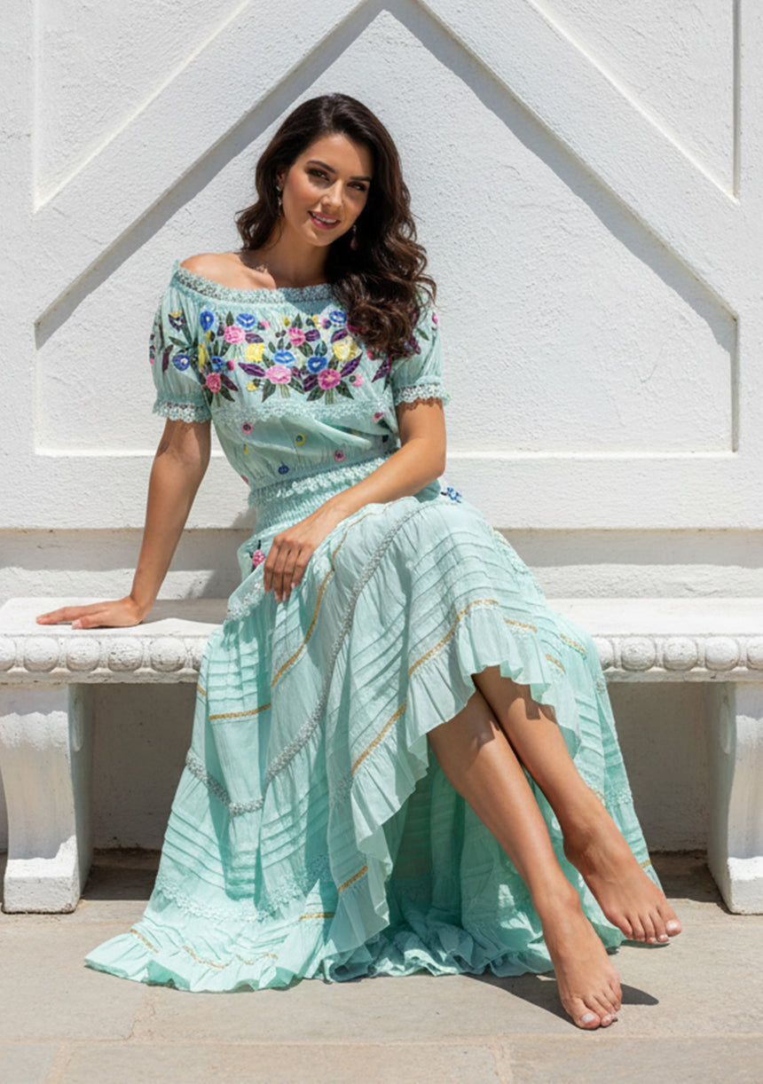 Vestido largo de algodón para mujer - Sama