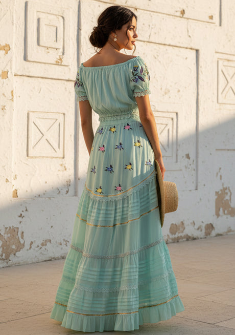 Vestido largo de algodón para mujer - Sama
