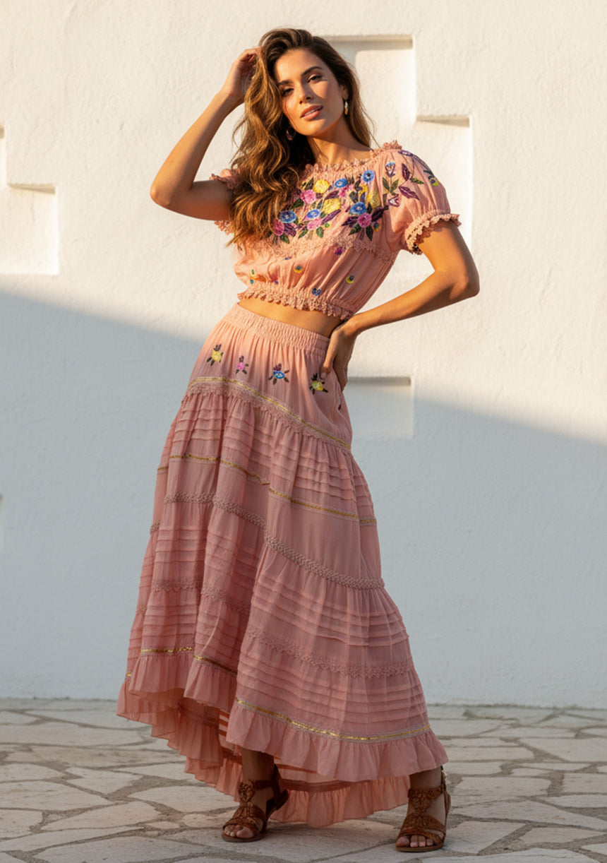 Vestido largo de algodón para mujer - Sama