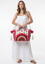 ibBan Women's Hand Embroidered Tote Bag - Sara | Artisan Canvas Handbag