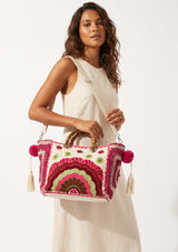 ibBan Women's Hand Embroidered Tote Bag - Sara | Artisan Canvas Handbag