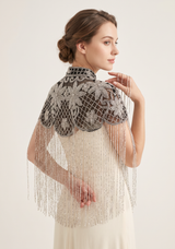 Beaded Net Neck Cape with Fringe - Misk