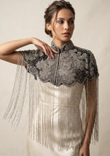 ibBan Beaded Net Neck Cape with Fringe - Gihna