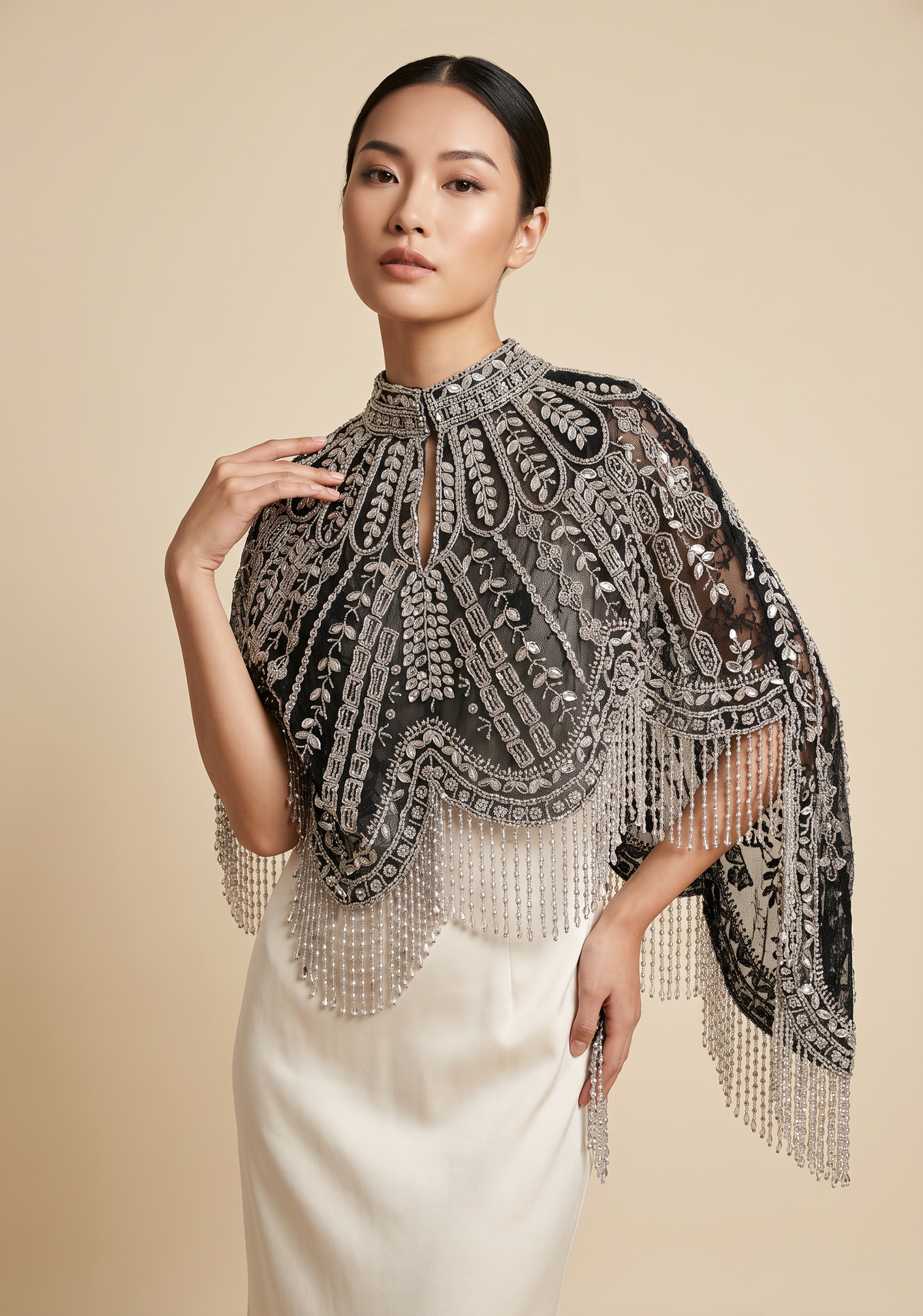 ibBan Embellished Net Beaded Neckwear - Ela