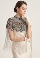 ibBan Women's Hand Embroidered Beaded Evening Cape - Zera