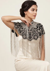 ibBan Women's Hand Embroidered Beaded Evening Cape - Zera