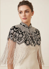 ibBan Women's Hand Embroidered Beaded Evening Cape - Zera