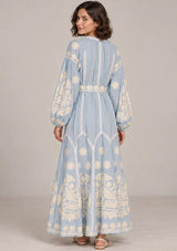 ibBan Floral Print Cotton Maxi Dress with Tassel Tie - Ayat