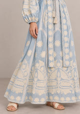 ibBan Floral Print Cotton Maxi Dress with Tassel Tie - Ayat