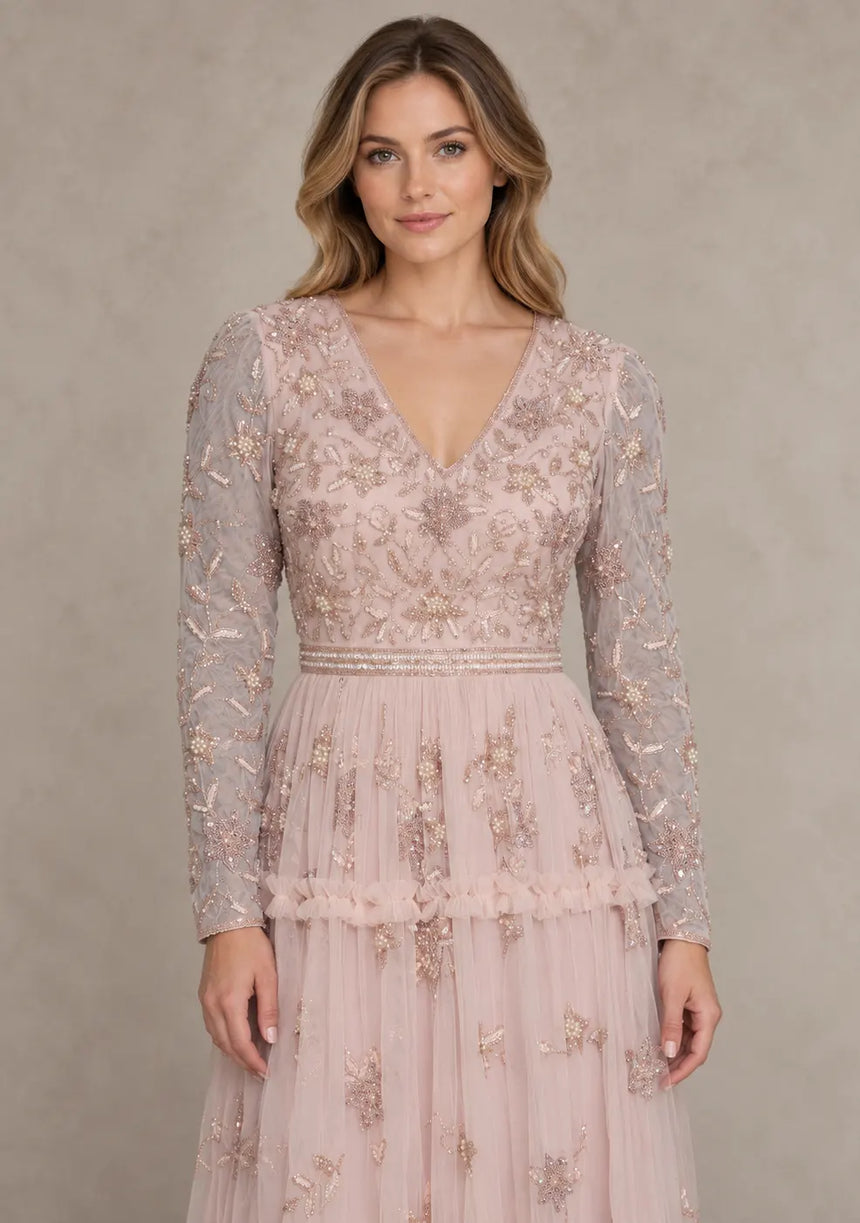 ibBan Women’s Party Long Dress with Hand Embroider -Raneem