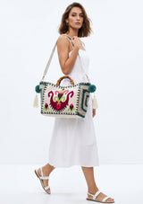 ibBan Women's Hand Embroidered Tote Bag - Sona | Artisan Canvas Handbag