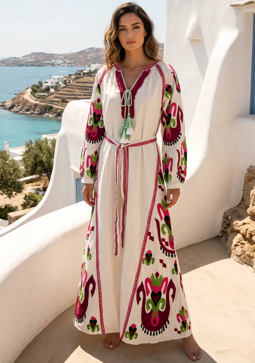 Women's Cotton Maxi Dress Round Neck - Sona
