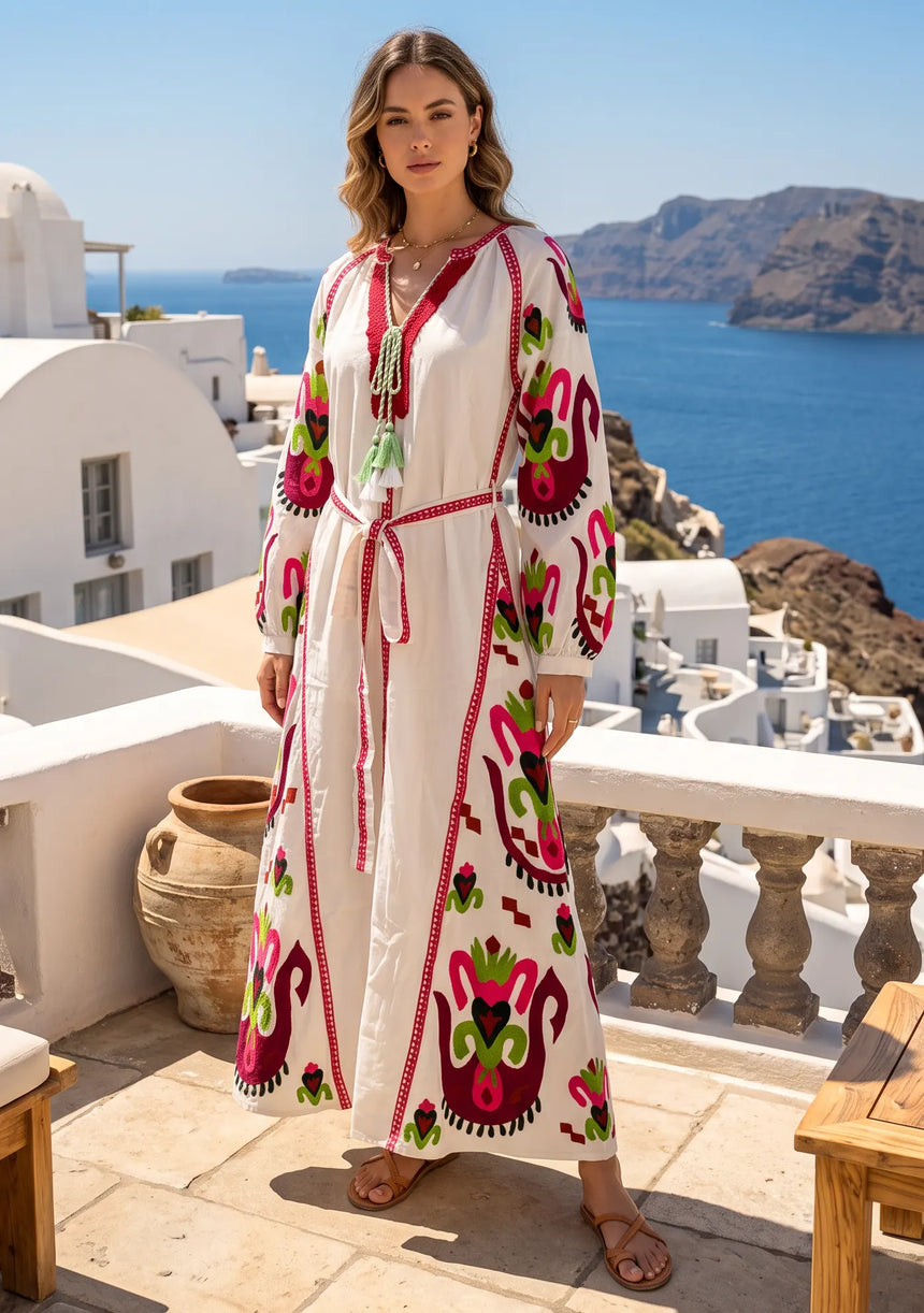 Women's Cotton Maxi Dress Round Neck - Sona