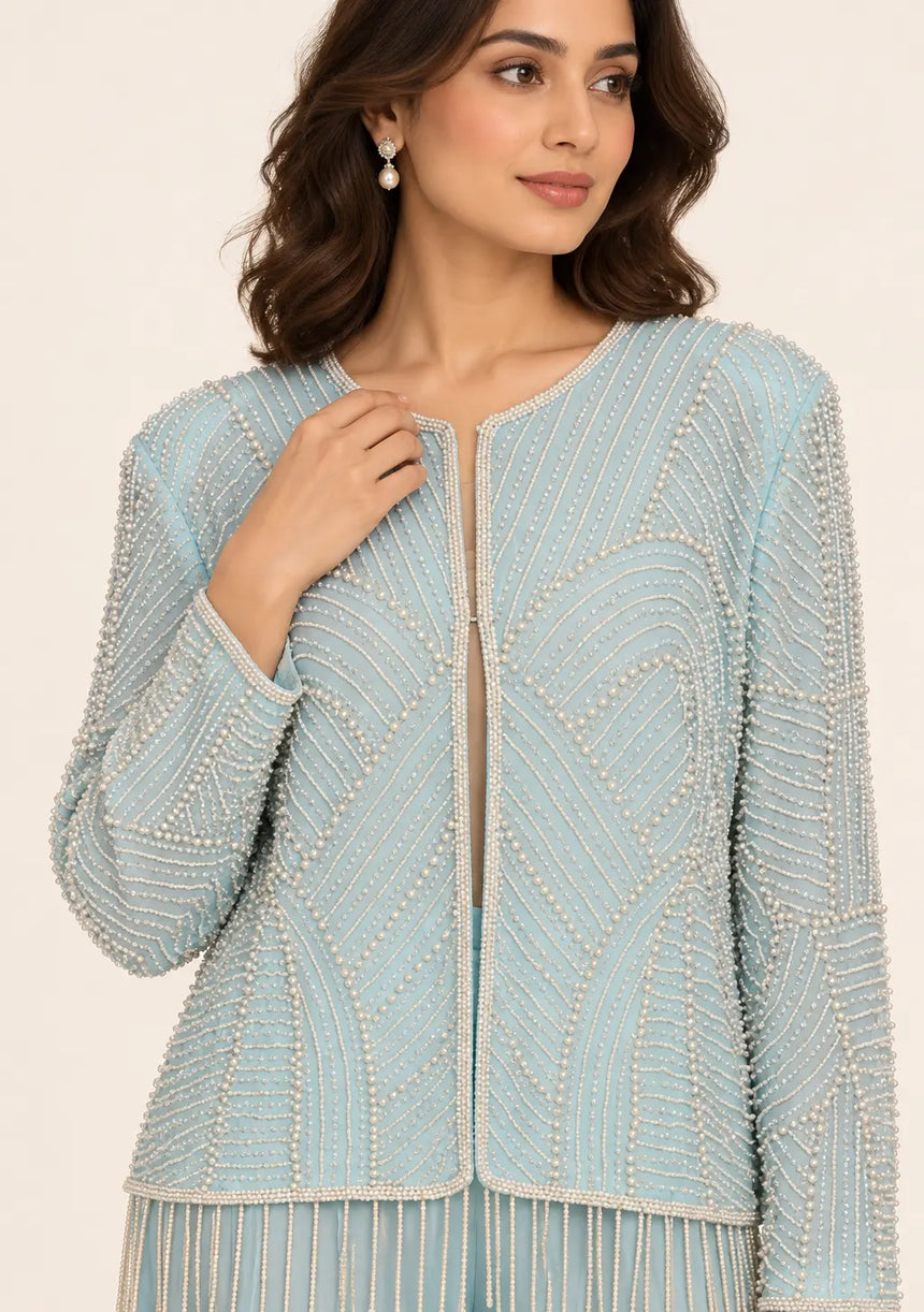ibBan Women’s  Beaded Jacket and Pant Set - Zarina