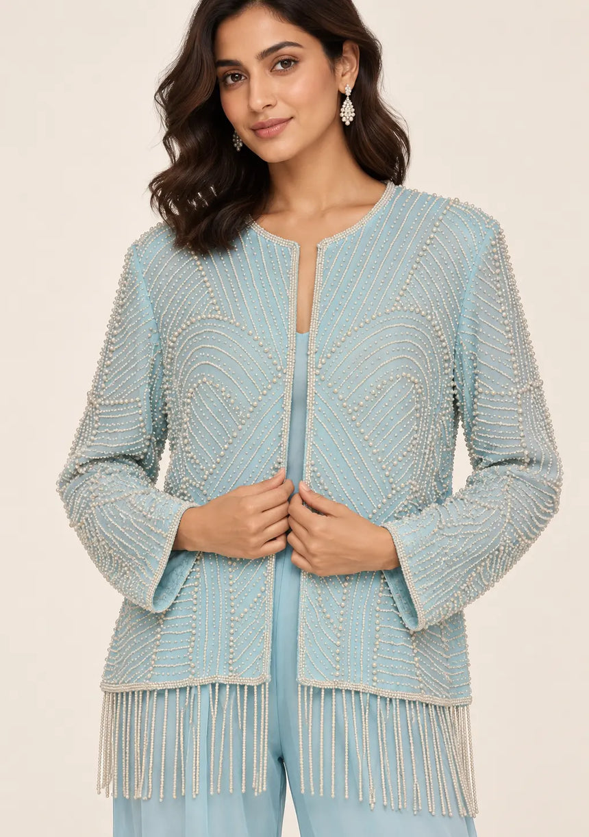 ibBan Women’s  Beaded Jacket and Pant Set - Zarina