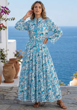 Women's Printed Cotton Floral Long Dress | ibBan Europe - Esra Long Dress