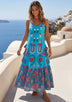 ibBan Embroidered Cotton Strap Maxi Dress with Floral Print - Huwa