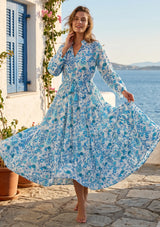 Women's Printed Cotton Floral Long Dress | ibBan Europe - Esra Long Dress
