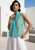 ibBan Hand Embroidered Cotton Canvas Gilet | Luxury Women's Statement Vest - Yara