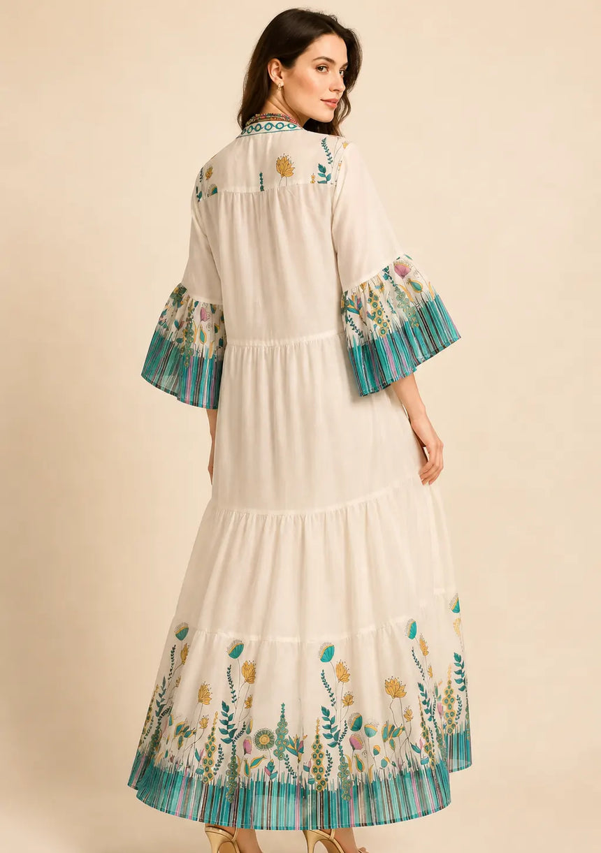 Minivestido de lino para mujer con cuello en V - Romi