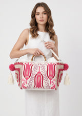ibBan Women's Hand Embroidered Floral Tote Bag - Vesana | Artisan Canvas Handbag