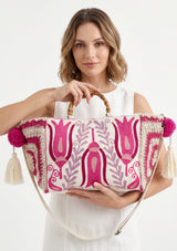 ibBan Women's Hand Embroidered Floral Tote Bag - Vesana | Artisan Canvas Handbag