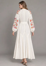 ibBan Floral Embroidered Maxi Dress with Tassel - Ravila