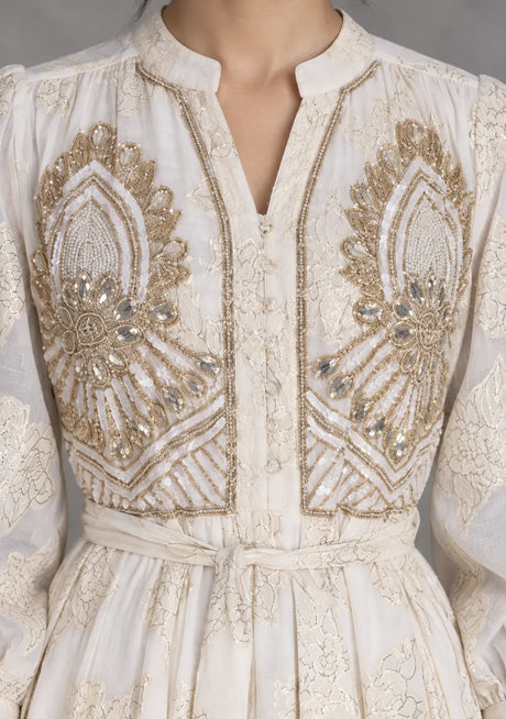 ibBan Embellished Lurex Long Dress with Metallic - Varsha