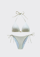 Women's Lime Printed Bikini Set Adjustable Strap - Ivory