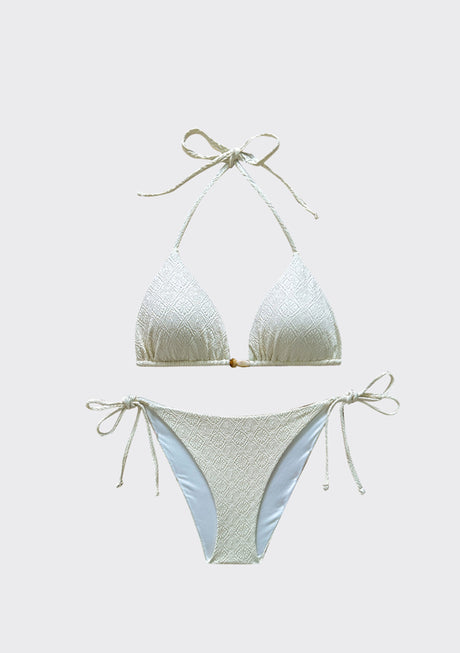 Bikini estampado de lima para mujer con tirantes ajustables - Marfil