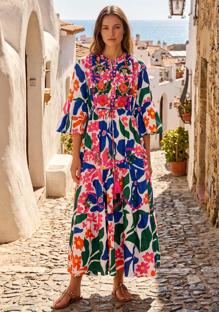 ibBan Multicolour Printed Cotton Long Tunic - Zohal