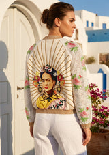 Women's a Stylish Bomber Hand Embroidery Canvas Zip Jacket - Farida