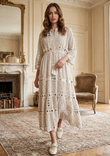 ibBan Women's Hand Embroidered Long Tunic Dress -Corina Long Tunic