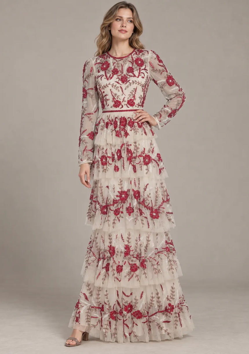 Women’s Party Dress with Hand Embroidery - Naegiza