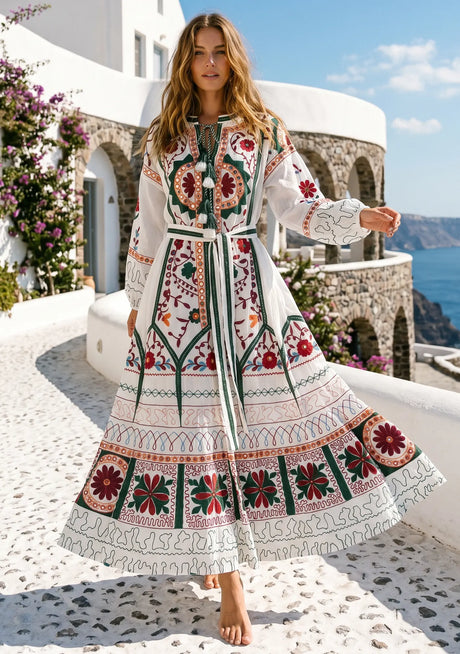 ibBan Pink Embroidered Cotton Maxi Dress | Women's Bohemian Resort Wear-Orla