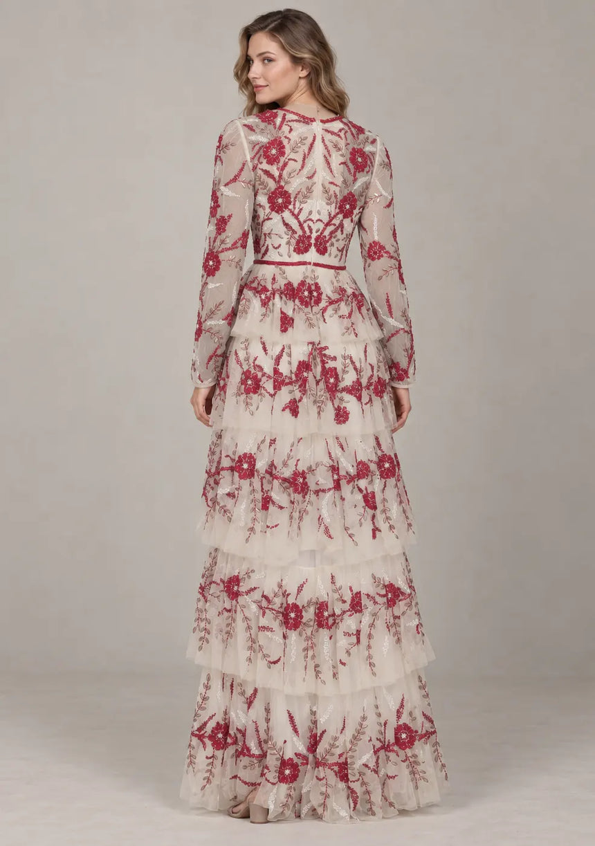 Women’s Party Dress with Hand Embroidery - Naegiza