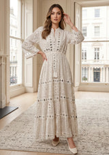 ibBan Women's Hand Embroidered Long Tunic Dress -Corina Long Tunic