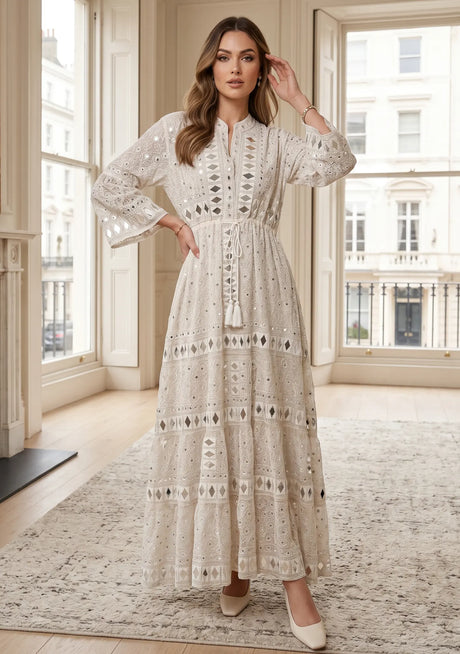 Robe Tunique Longue Brodé Main ibBan pour Femme - Tunique Longue Corina