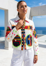 Designer Embroidered Cotton Canvas Jacket for Women | ibBan Collection - Ania