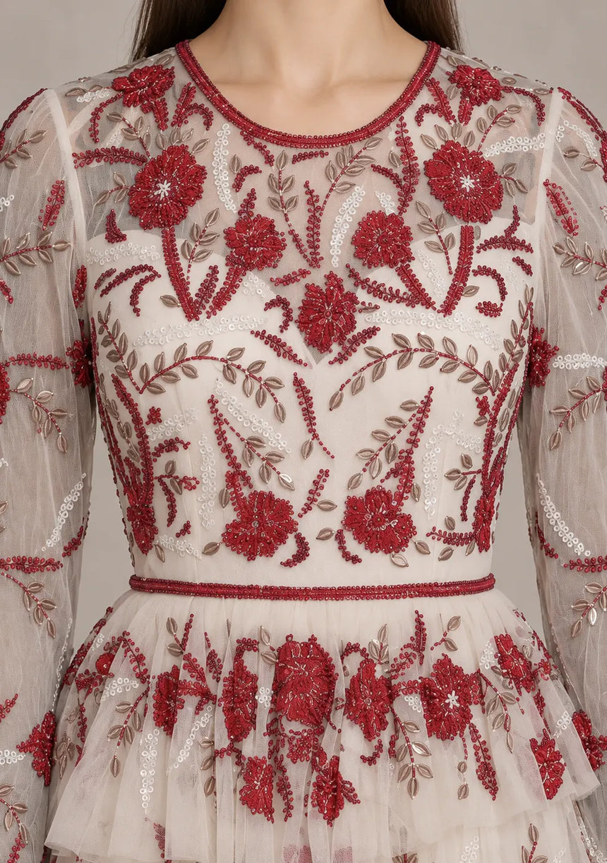 Women’s Party Dress with Hand Embroidery - Naegiza