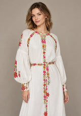 ibBan Floral Cotton Long Dress wint Hand Embroidery - Zayra