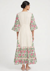 ibBan Floral Cotton Maxi Dress with Bell Sleeves - Jumani