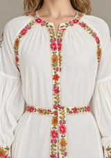 ibBan Floral Cotton Long Dress wint Hand Embroidery - Zayra