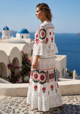 Women's Hand Embroidery Cotton Long Tunic Dress with Embroidery | ibBan - Orla
