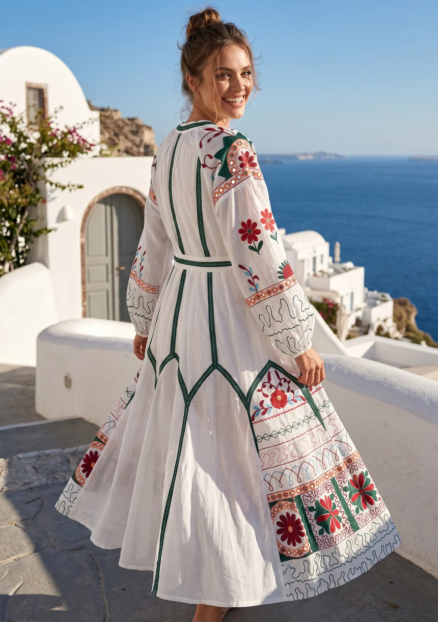 ibBan Pink Embroidered Cotton Maxi Dress | Women's Bohemian Resort Wear-Orla