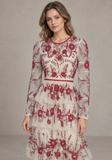 Women’s Party Dress with Hand Embroidery - Naegiza