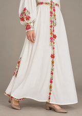 ibBan Floral Cotton Long Dress wint Hand Embroidery - Zayra