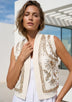 ibBan Hand Embroidered Cotton Canvas Gilet | Luxury Women's Statement Vest - Yara