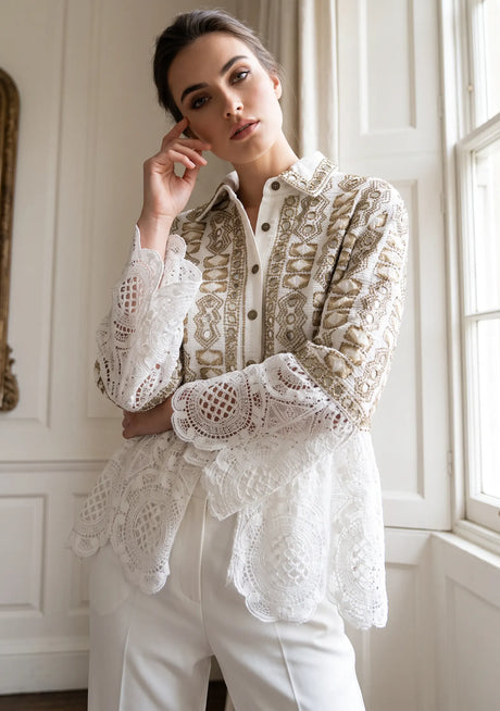 ibBan Veste en dentelle brodée à la main pour femme - Veste Isobel