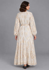 ibBan Floral Lurex Cotton Long Dress - Mavi